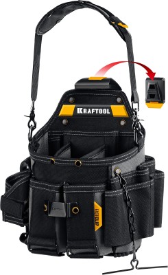 KRAFTOOL KPB-23 с быстросъёмным креплением FastClip, плечевой ремень, 23 кармана и петли, 290 х 310 мм, поясная сумка (38766)