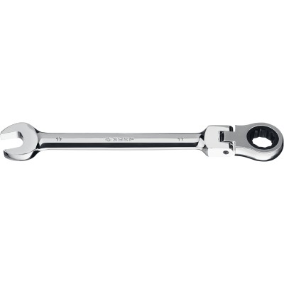 Комбинированный гаечный ключ трещоточный шарнирный 17 мм, ЗУБР, ( 27101-17 )