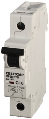 Выключатель автоматический СВЕТОЗАР "ПРЕМИУМ" 1-полюсный, 6 A, "C", откл. сп. 10 кА, 230 / 400 В,  ( SV-49031-06-C )