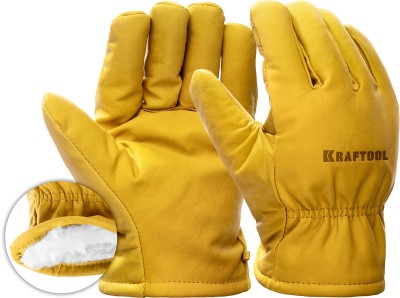 KRAFTOOL EXTREM WINTER от мех. воздействий, XL, утеплённые, кожаные перчатки (1137-XL)