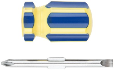Отвертка с переставным жалом "коротыш", CrV сталь, сине-желтая пластиковая ручка 6х32 мм PH2/SL6 ( 56212 )