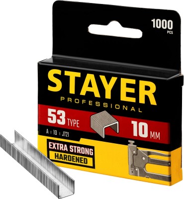 STAYER 10 мм скобы для степлера тонкие тип 53, 1000 шт