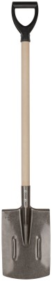 Лопата штыковая прямоугольная, "рельсовая сталь", с деревянным черенком и V-ручкой 210х385х1440 мм