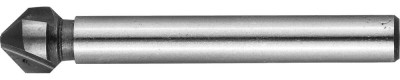Зенкер ЗУБР "ЭКСПЕРТ" конусный с 3-я реж. кромками, сталь P6M5, d 8,3х50мм, цилиндрич.хв. d 6мм, для раззенковки М4,  ( 29730-4 )