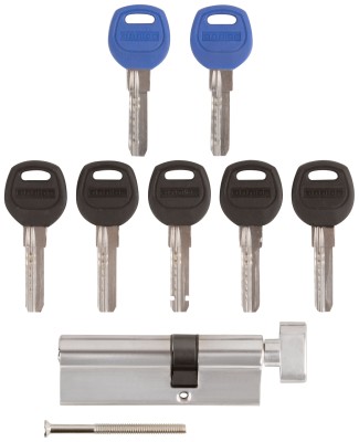 Цилиндровый механизм с перекодировкой ключей ( Аллюр ) 90 мм, ключ-завертка, хром ( 67260 )