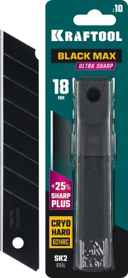 KRAFTOOL BLACK MAX 18 мм лезвия сегментированные, 8 сегментов, 10 шт ( 09602-18-S10 )