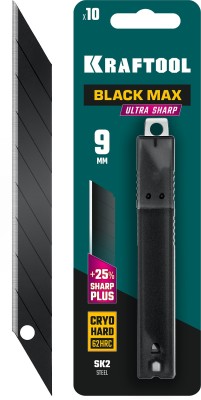 KRAFTOOL BLACK MAX 9 мм лезвия сегментированные, 9 сегментов, 10 шт ( 09602-09-S10 )