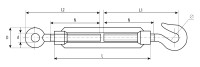 Талреп DIN 1480, крюк-кольцо, М16, 2 шт, кованая натяжная муфта, оцинкованный, ЗУБР Профессионал,  ( 4-304355-16 )