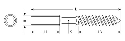 Шпилька сантехническая, шестигранник, Torx 25, М10x100мм, 600шт, оцинкованная, ЗУБР,  ( 37870-10-100-600 )
