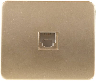 Розетка СВЕТОЗАР "ГАММА" телефонная, одинарная, без вставки и рамки, цвет золотой металлик,  ( SV-54117-GM )