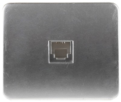 Розетка СВЕТОЗАР "ГАММА" телефонная, одинарная, без вставки и рамки, цвет светло-серый металлик,  ( SV-54117-SM )
