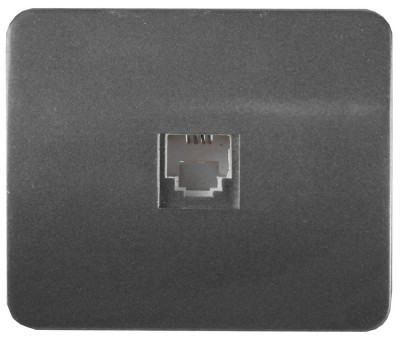 Розетка СВЕТОЗАР "ГАММА" телефонная, одинарная, без вставки и рамки, цвет темно-серый металлик,  ( SV-54117-DM )