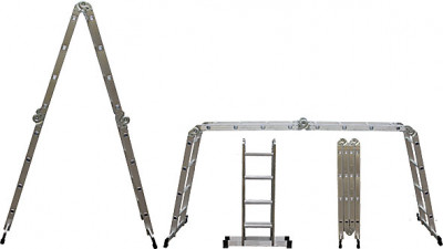 Лестница-трансформер алюминиевая, 4 секции х 3 ступени, вес 10,4 кг ( 65453 )