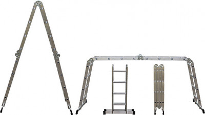 Лестница-трансформер алюминиевая, 4 секции х 5 ступеней, вес 14,4 кг ( 65451 )