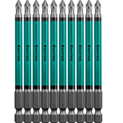 Optimum Line Биты, PZ2, тип хвостовика E 1/4", 100 мм, 10 шт в блистере, KRAFTOOL,  ( 26124-2-100-10 )