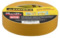 Двухсторонняя клейкая лента на полипропиленовой основе, STAYER 1221-38-25, 38мм х 25м,  ( 1221-38-25 )