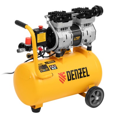 Компрессор DLS950/24 безмаслянный малошумный  950 Вт, 165 л/мин, ресивер 24 л Denzel, ( 58026 )
