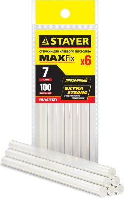 Стержни STAYER "MASTER" для клеевых (термоклеящих) пистолетов, прозрачные, 7х100мм, 6шт,  ( 2-06817-T-S06 )