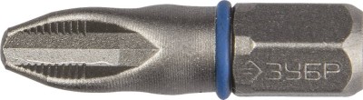 Биты ЗУБР "ЭКСПЕРТ" торсионные кованые, обточенные, хромомолибденовая сталь, тип хвостовика C 1/4", PH3, 25мм, 2шт  ,  ( 26011-3-25-2 )