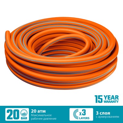 GRINDA FLEX 3 3/4", 15 м, 20 атм, из термоэластопласта, трёхслойный, армированный, Поливочный шланг, PROLine (429008-3/4-15)