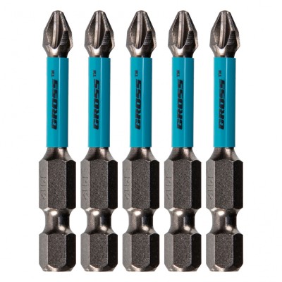 Набор бит торсионных PH2 x 50 мм, для ударных шуруповертов, 5 шт. Gross ( 11490 )