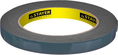 Двухсторонняя клейкая лента на вспененной основе, STAYER Professional 12233-12-05, черная, 12мм х 5м,  ( 12233-12-05 )