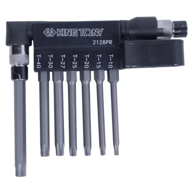 KING TONY Набор вставок (бит) с воротком-битодержателем 1/4", Torx, T10-T40, L = 60 мм, 8 предметов ( 2128PR )