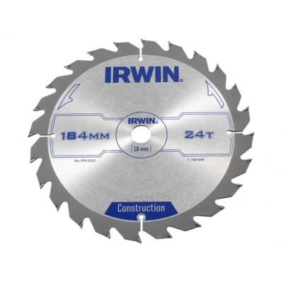 Диск пильный Construction 184х2,5x24Tx16 мм по дереву, IRWIN, ( 1907699 )