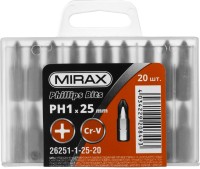 Биты MIRAX PH№1, тип хвостовика C 1/4", длина 25мм, 20шт,  ( 26251-1-25-20 )