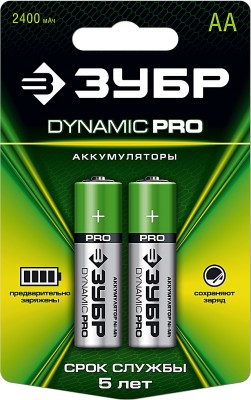 Аккумулятор Ni-Mh "DYNAMIC PRO" ЗУБР 59275-2C, АА, 2шт на карточке ( 59275-2C_z01 )