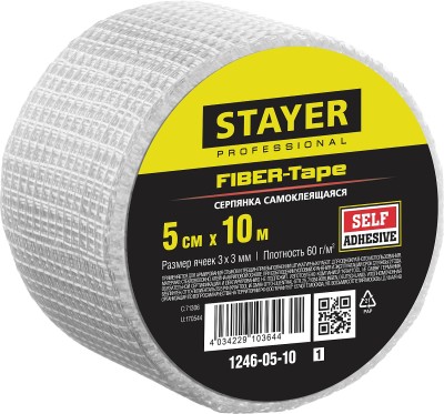 Серпянка самоклеящаяся FIBER-Tape, 5 см х 10м, STAYER Professional 1246-05-10,  ( 1246-05-10_z01 )