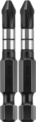 Биты KRAFTOOL Impact Pro, Philips, тип хвостовика E 1/4", PH2, 50мм, 2шт, на карточке ( 26191-2-50-S2 )