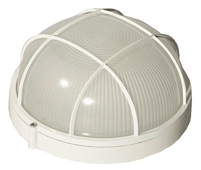 Светильник уличный СВЕТОЗАР влагозащищенный с решеткой, круг, цвет белый, 100Вт,  ( SV-57257-W )