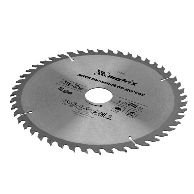 Пильный диск по дереву, 210 х 32 мм, 48 зубьев, кольцо 30/32 Matrix Professional, ( 73226 )