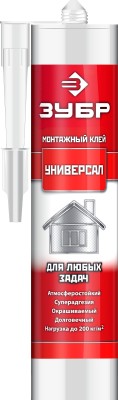 Клей монтажный ЗУБР КМ-100, универсальный, многоцелевой, 300мл,  ( 41331 )