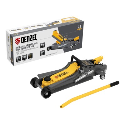 Домкрат гидравлический подкатной с фиксатором, 2,5 т, 85-385 мм Denzel ( 51232 )