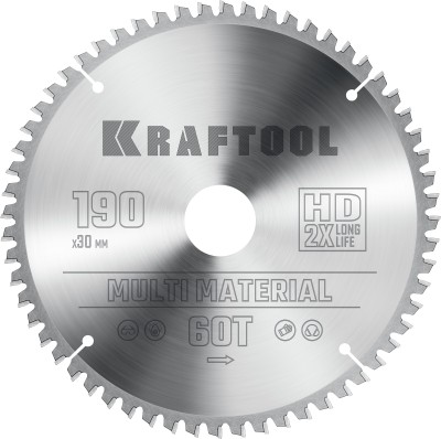 KRAFTOOL Multi Material 190х30мм 60Т, диск пильный по алюминию