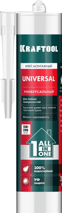 Клей монтажный KRAFTOOL KraftNails Premium KN-601, универсальный, для наружных и внутренних работ, 310мл,  ( 41341_z01 )