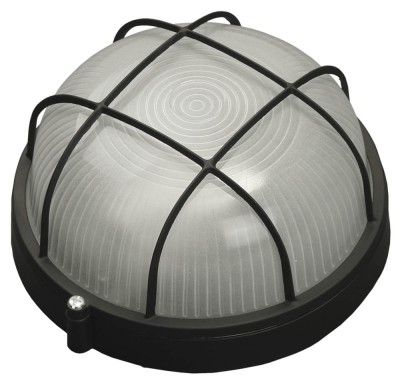 Светильник уличный СВЕТОЗАР влагозащищенный с решеткой, круг, цвет черный, 100Вт,  ( SV-57257-B )