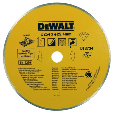Алмазный круг сплошной универс. мокр. 250х25.4, h=5мм., DEWALT, ( DT3734-XJ )