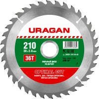 Диск пильный "Optimal cut" по дереву, 210х30мм, 36Т, URAGAN,  ( 36801-210-30-36 )
