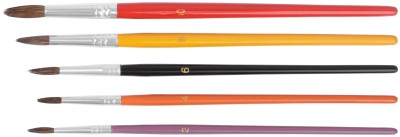 Кисти художественные, натуральная щетина, деревянная ручка, круглые, набор 5 шт. ( 01512 )