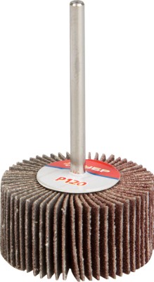 Круг шлифовальный ЗУБР "МАСТЕР" веерный лепестковый, на шпильке, тип КЛО, зерно-электрокорунд нормальный, P120, 15х30мм,  ( 36600-120 )