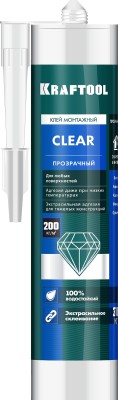 Клей монтажный KRAFTOOL KraftNails Premium KN-601T, суперсильный, прозрачный, 310мл,  ( 41342 )