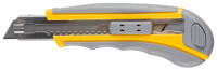 Нож STAYER "MASTER" двухкомпонентный корпус,серо-желтый,серая кнопка,автостоп,допфиксатор,кассетой на 5лезвий,18мм,  ( 09142 )