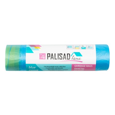 Пакеты для мусора с завязками 35 л x 15 шт. синие, Home Palisad ( 927155 )