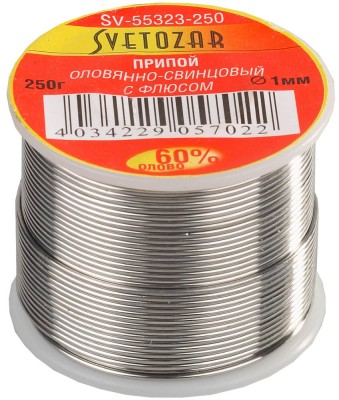 Припой СВЕТОЗАР оловянно-свинцовый, 60% Sn / 40% Pb, 250гр,  ( SV-55323-250 )
