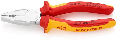 Плоскогубцы комбинированные хромированные 190 мм, KNIPEX,  ( KN-0106190 )