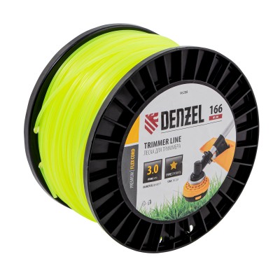 Леска для триммера звезда, 3,0мм х 166м, на DIN катушке FLEX CORD// Denzel ( 96288 )