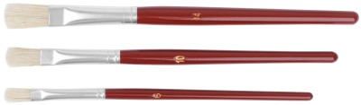 Кисти художественные, натуральная щетина, деревянная ручка, плоские, набор 3 шт. ( 01528 )